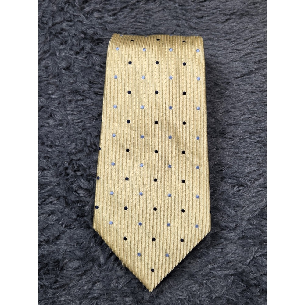 Vintage Tasso‎ Elba Classic Preppy Geometric Polka Dot Tie Yellow Carolina Blue